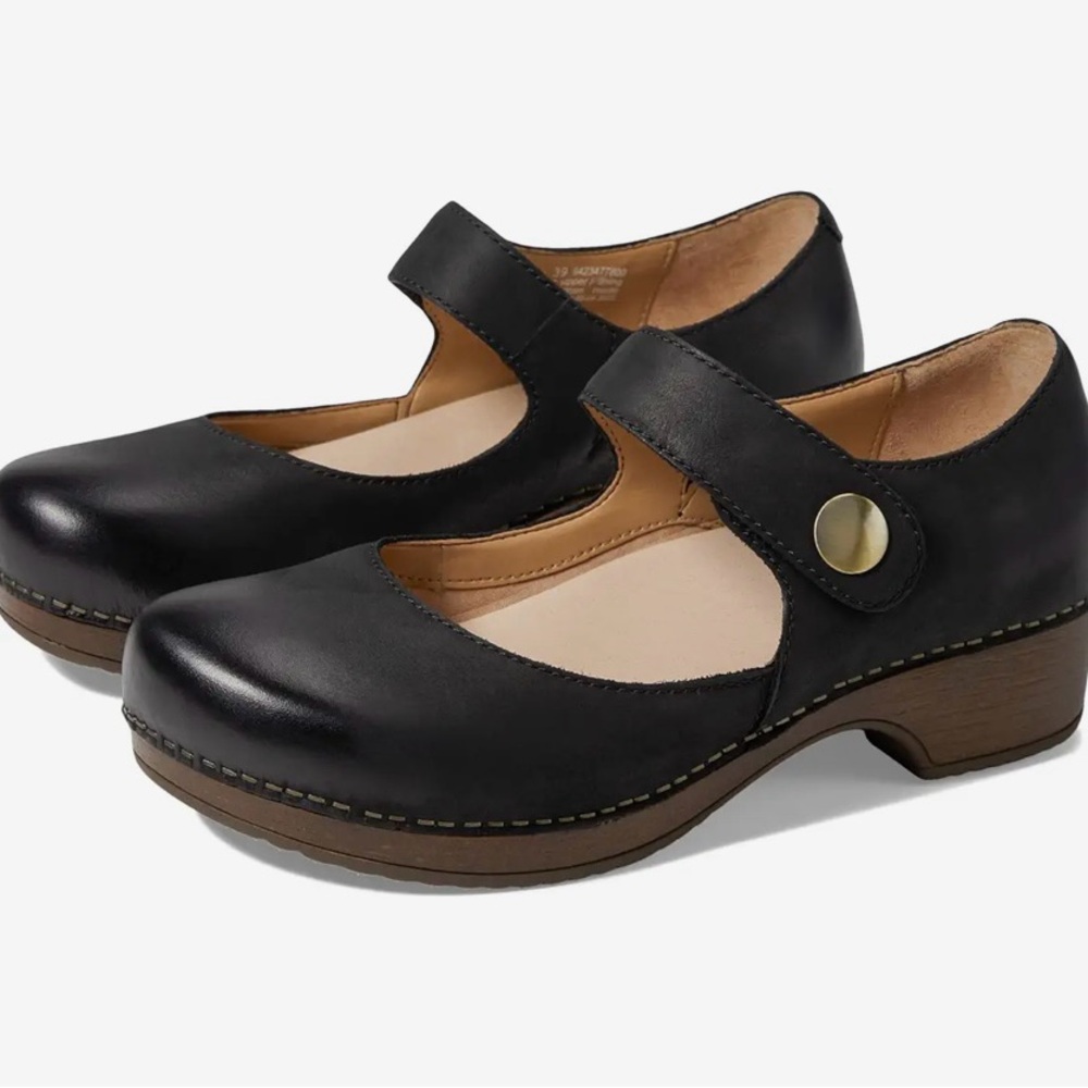 Dansko Black Leather Mary Jane Women's Shoes